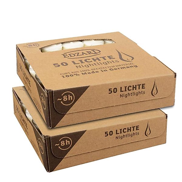 EDZARD Windlicht Teelichter 100 Stück, Weiß, günstig online kaufen