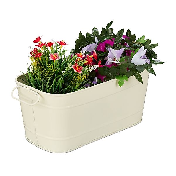 relaxdays Blumenkasten Metall, Creme günstig online kaufen