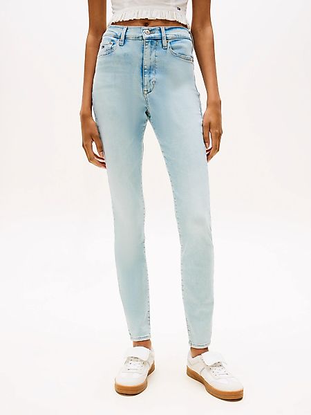 Tommy Jeans Bootcut-Jeans "SYLVIA HGH FLR", Weite Beinform und Logo Sticker günstig online kaufen