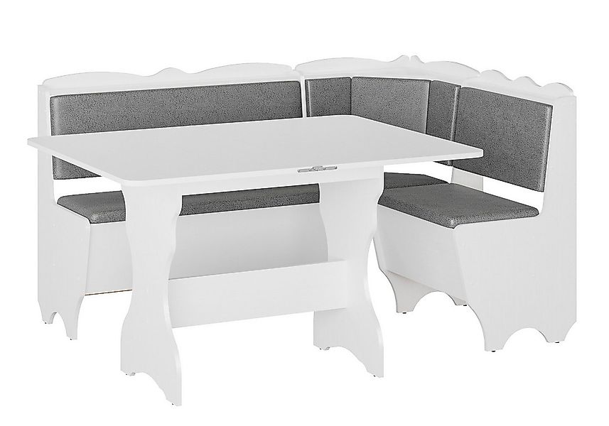 Rodnik Eckbank Rhodos, Eckbankgruppe in grau-weiß : Truhenbank + Esstisch a günstig online kaufen