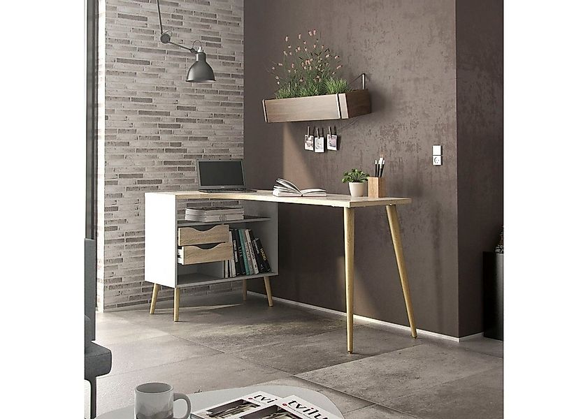 andas Schreibtisch Oslo Arbeitstisch, Bürotisch, mit 2 Schubladen, 3 offene günstig online kaufen