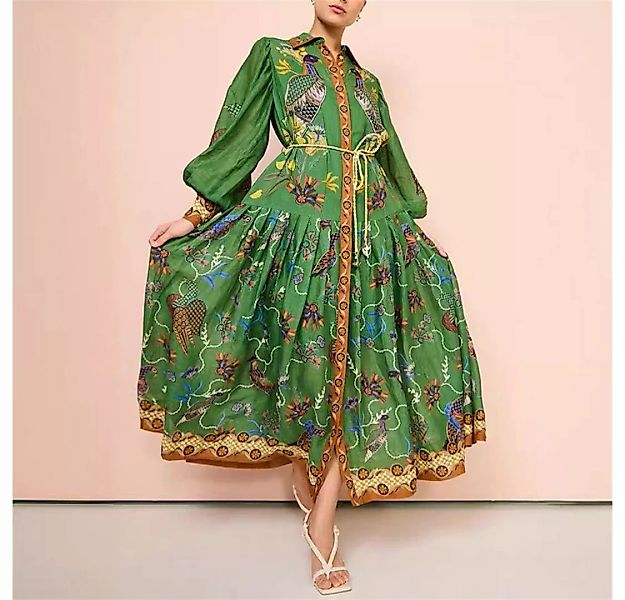 RUZU UG Dirndl Damenkleid bedruckter Cardigan bedruckt mit langen Ärmeln günstig online kaufen