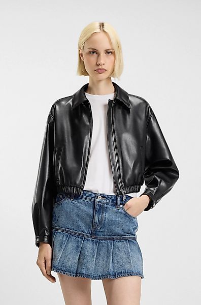 HUGO Blue Kurzjacke "Autene", FAUX Lederjacke mit HUGO Prägung auf der Rück günstig online kaufen