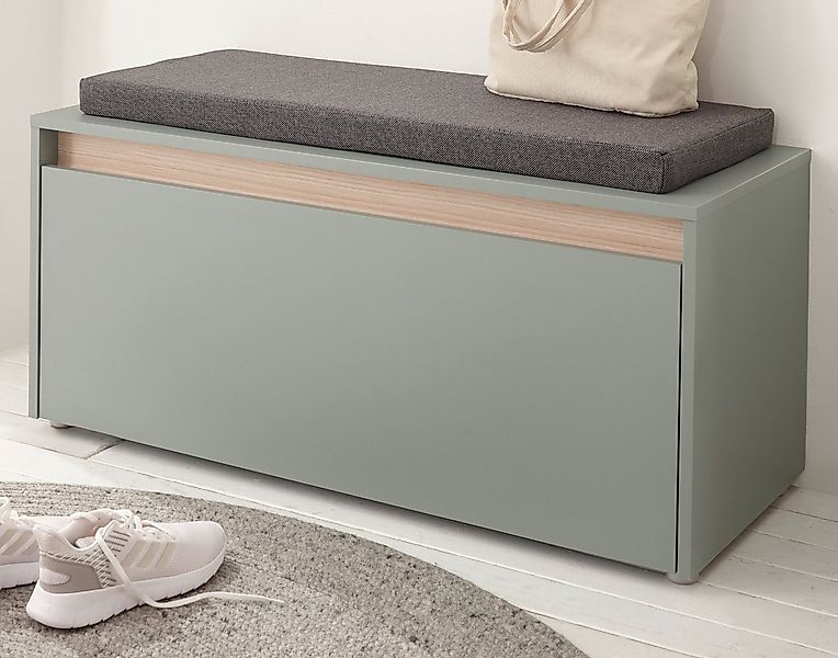 Furn.Design Schuhbank Center (Garderobenbank in Salbei Grün mit Eiche, 100 günstig online kaufen