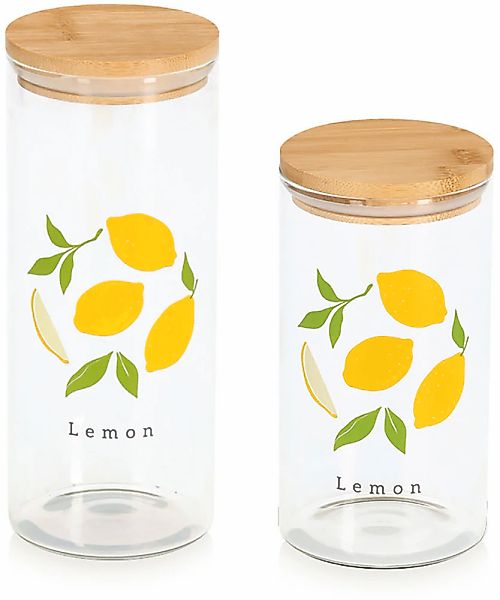 Zeller Present Vorratsglas ""Lemon" m. Bambusdeckel" Set, 2 Stk. tlg. luftd günstig online kaufen