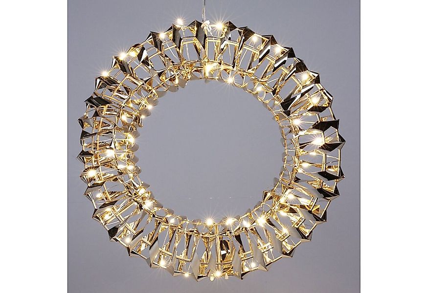 Mojawo Lichtervorhang LED Metall Kranz Hängekranz Türkranz warmweiß Gold 30 günstig online kaufen