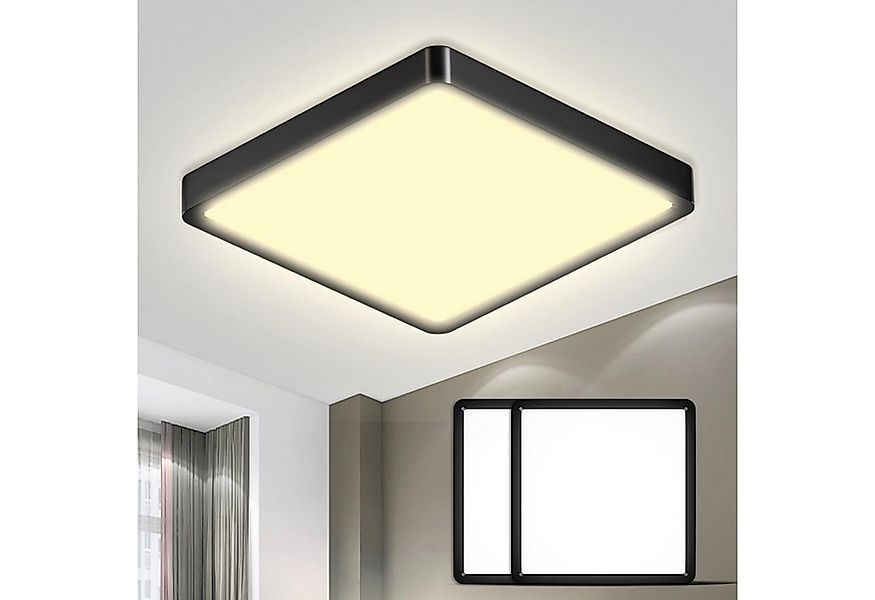LQWELL Deckenleuchte LED Deckenlampe,Badlampe Quadrat Flach 2 Stück, LED fe günstig online kaufen