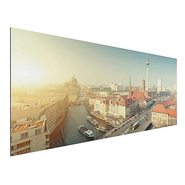 Alu-Dibond Bild Architekur & Skyline - Panorama Berlin am Morgen günstig online kaufen
