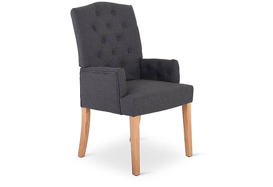 Raburg Esszimmerstuhl Polsterstuhl mit Armlehnen, Chesterfield-Design, Bein günstig online kaufen