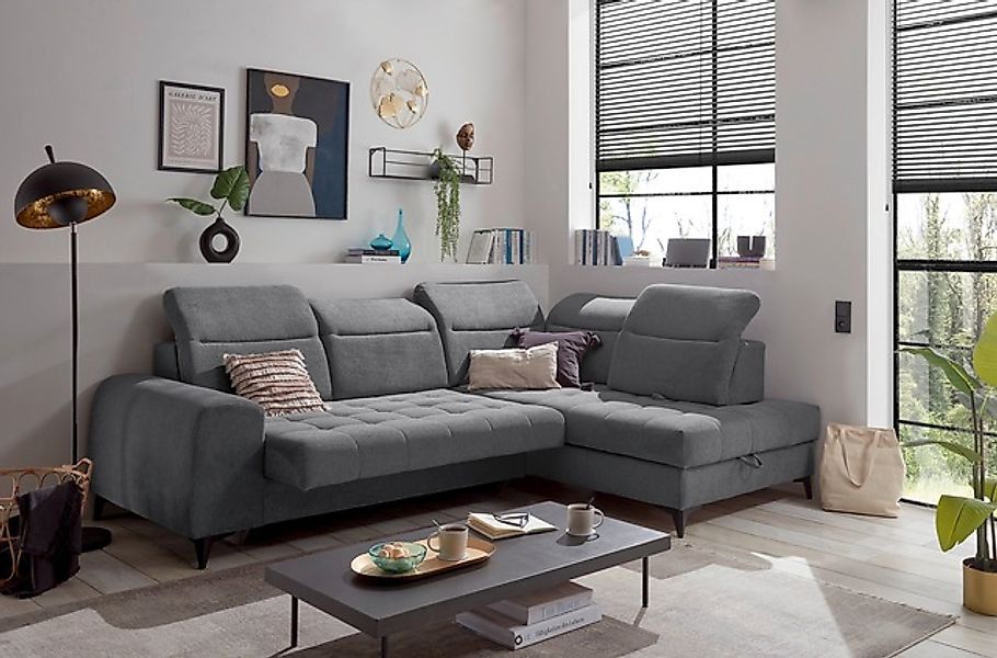 ED EXCITING DESIGN Ecksofa »Rockdale L-Form mit Bettfunktion, Bettkasten«, günstig online kaufen