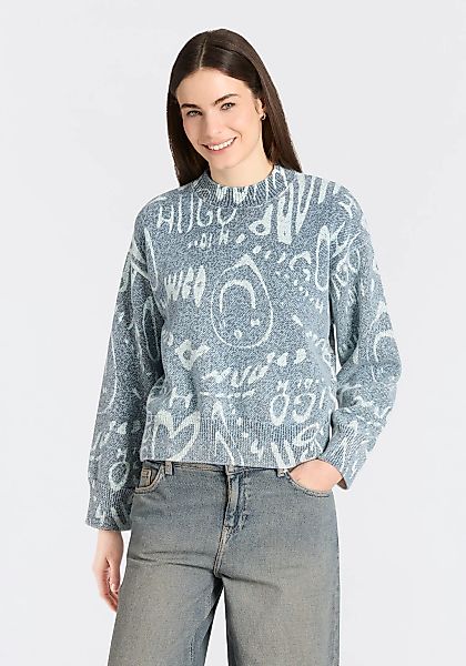 HUGO Blue Strickpullover "Slicary" mit Allover-Muster, oversize günstig online kaufen