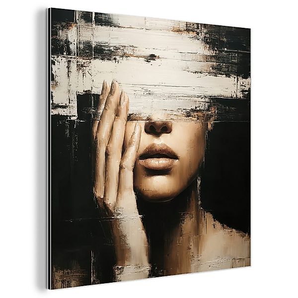 MuchoWow Metallbild Hand - Gesicht - günstig online kaufen