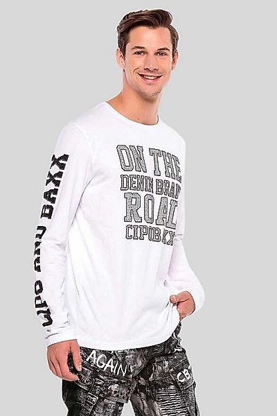 Cipo & Baxx T-Shirt Langarmshirt mit coolen Ziersteinen günstig online kaufen