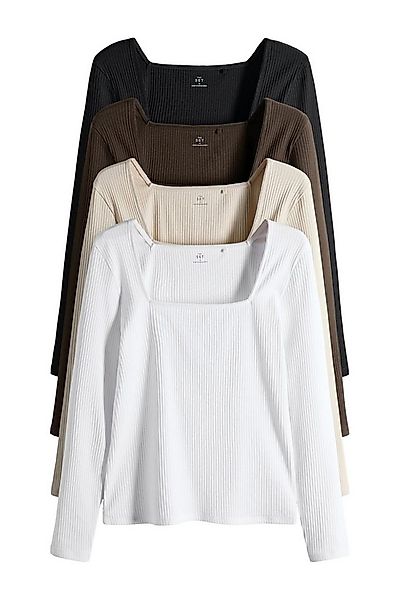 The Set T-Shirt The Set Gerippte Oberteile mit Besatz, 4er-Pack (4-tlg) günstig online kaufen