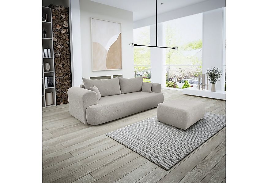 Fun Möbel 3-Sitzer Schlafsofa ANIKE 3-Sitzer inkl. Hocker in Stoff Now or N günstig online kaufen