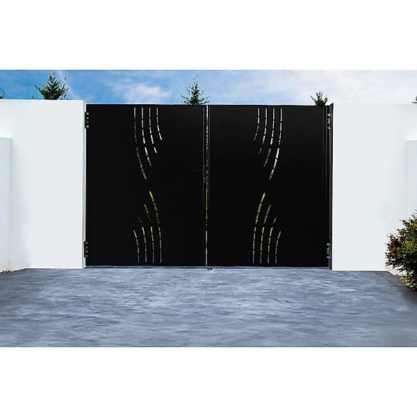 Casanoov Doppelflügeltor Aus Stahl Nali Veleta 300x200Cm Mattschwarz günstig online kaufen