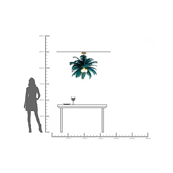 KARE Hängeleuchte Feather Palm, grün, Federn, Ø 87 cm, G9 günstig online kaufen