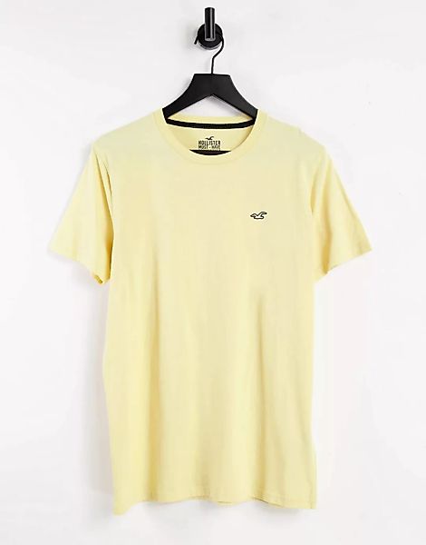 Hollister – T-Shirt in Goldfarbton mit Symbollogo-Goldfarben günstig online kaufen