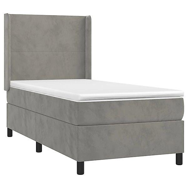 vidaXL Boxspringbett mit Matratze & LED Hellgrau 100x200 cm Samt 3139427 günstig online kaufen