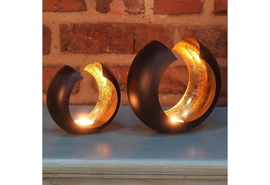 Casa Moro Teelichthalter Orientalisches Windlicht 2er Set Charu Gold Schwar günstig online kaufen
