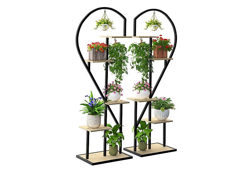 Ribelli Pflanzentreppe Pflanzenständer, schwarz / braun (2 St), Blumenständ günstig online kaufen