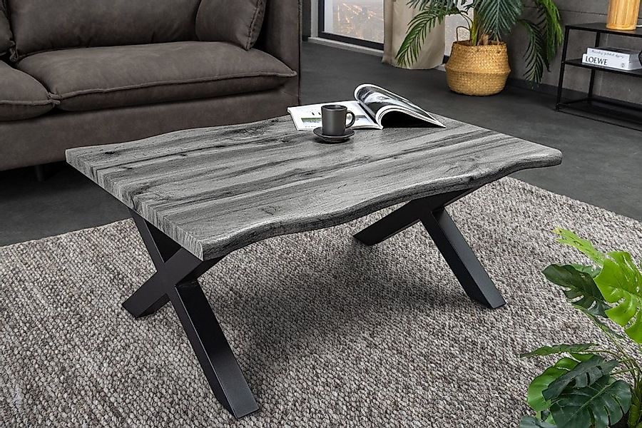 riess-ambiente Couchtisch WILD 90cm grau / schwarz - Wildeichen-Design, Bau günstig online kaufen