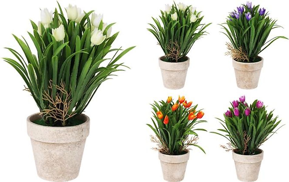 KUNSTBLUME TULPE 1 Stück 4 Sorten unsortiert Polypropyleen Grün günstig online kaufen
