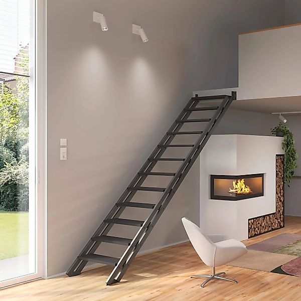 Treppen Intercon Raumspartreppe Onyx Stahlwangentreppe Lava-Anthrazit mit S günstig online kaufen