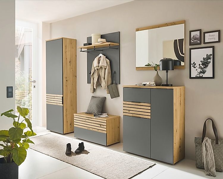 HBZ Garderoben-Set »5-tlg. Eiche Stripes Optik Flurgarderobe Stellmaß BxHxT günstig online kaufen