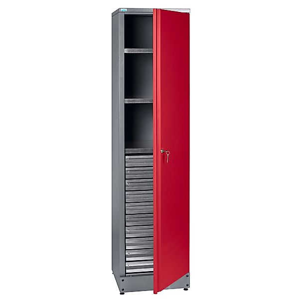 Küpper Materialschrank mit 1 Tür 10 Schubladen 180 cm Dunkelrot günstig online kaufen