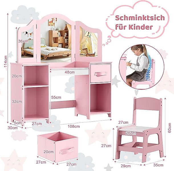 TLGREEN Schminktisch Kinderschminktisch 2 in 1,mit günstig online kaufen