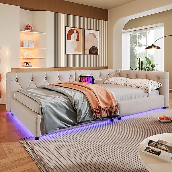 STILVORA Schlafsofa 90x200 mit LED&Matratze,Tagesbett Daybett günstig online kaufen