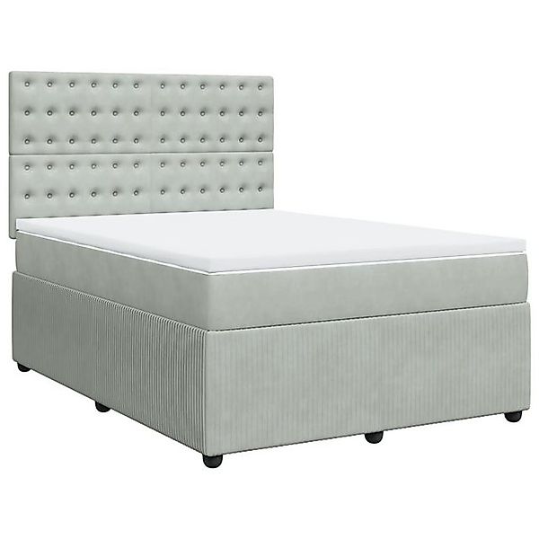 vidaXL Bett Boxspringbett mit Matratze Hellgrau 140x190 cm Samt günstig online kaufen