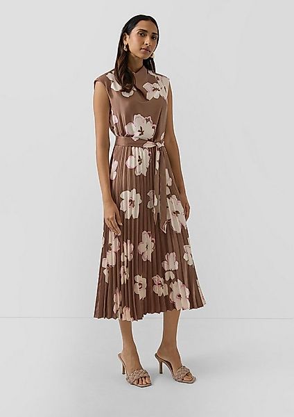 s.Oliver Midikleid Kleid Ärmelloses Satinkleid mit Plissee und Wasserfallau günstig online kaufen