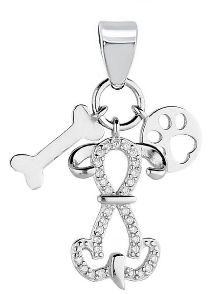 Goldene Hufeisen Kettenanhänger Silber Hund Pfote mit Zirkonia Anhänger 925 günstig online kaufen