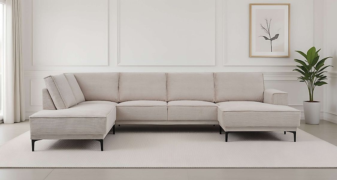 PLACES OF STYLE Wohnlandschaft "XXL Sofa Oland, Struktur, Flachgewebe, Luxu günstig online kaufen