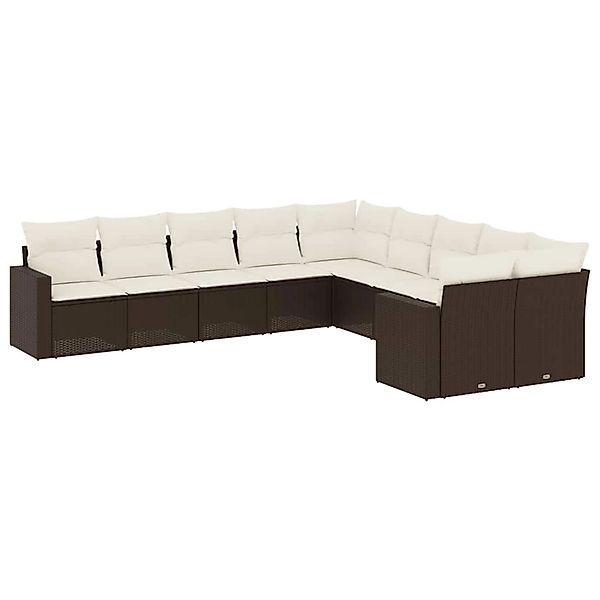 vidaXL 10-Tlg Garten-Sofagarnitur mit Kissen Braun Poly Rattan 3219503 günstig online kaufen