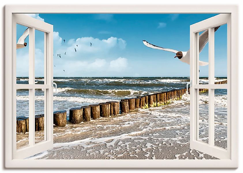 Artland Wandbild "Fensterblick - Ostsee" Fensterblick 1 Stk. tlg. als Leinw günstig online kaufen