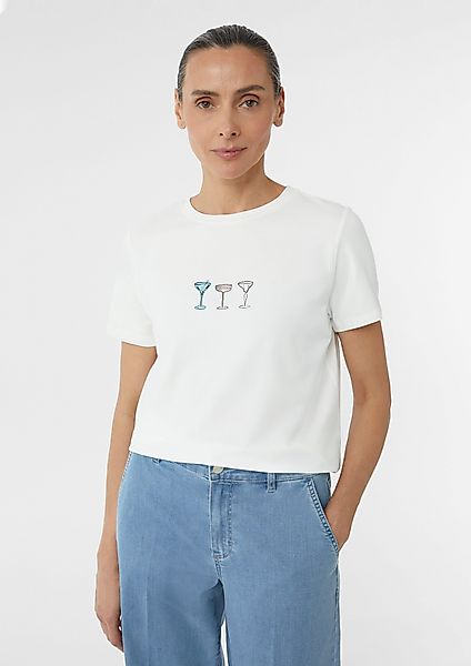 Comma Kurzarmshirt Jersey-T-Shirt aus Baumwollmix mit günstig online kaufen