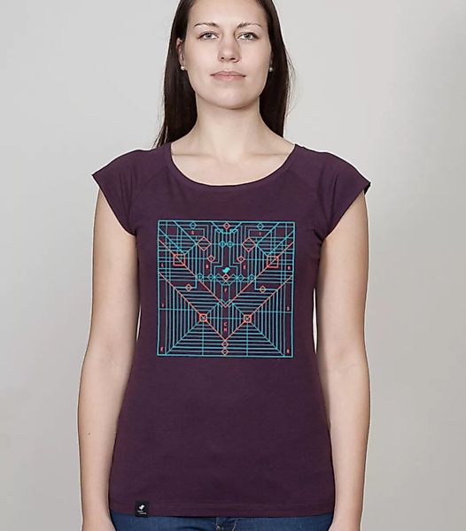 Bamboo Raglan Shirt Women Aubergine "Origami" günstig online kaufen