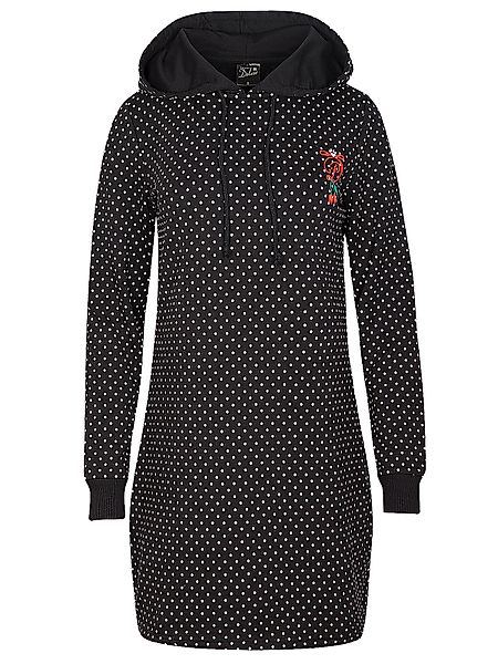 Pussy Deluxe Cherries Dots Damen Sweatkleid schwarz allover günstig online kaufen