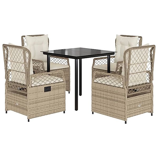 vidaXL 5-Tlg Garten-Essgruppe mit Kissen Beige Poly Rattan 3263021 günstig online kaufen