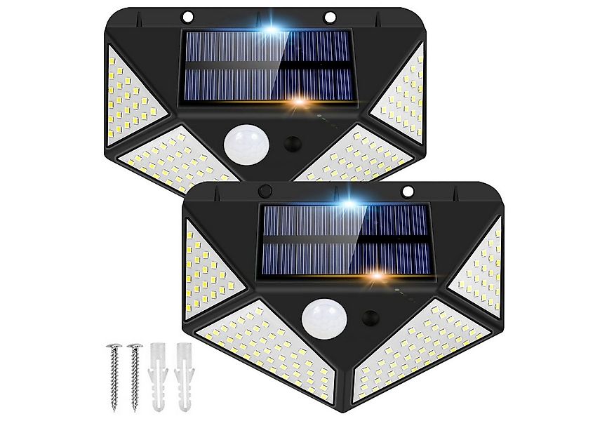 MUPOO LED Außen-Wandleuchte 128/170LED Solarleuchte 300°Weitwinkel Solar Wa günstig online kaufen