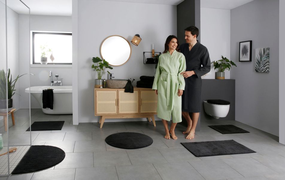 my home Badematte "Vanessa, Badvorleger, Badezimmer Teppich" Höhe 10 mm rut günstig online kaufen