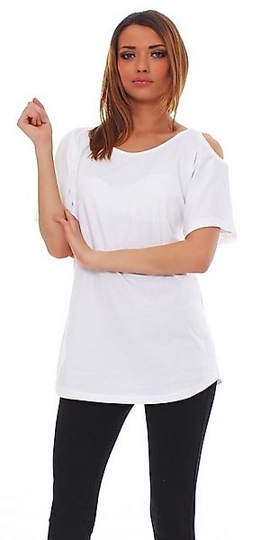 Mississhop Langarmshirt Trendiges Damen-Shirt mit Cut-Out-Ärmeln M. Klara günstig online kaufen