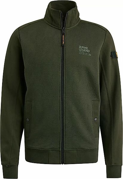 PME Legend Strickjacke Jacquard Interlock Olivgrün - Größe 3XL günstig online kaufen