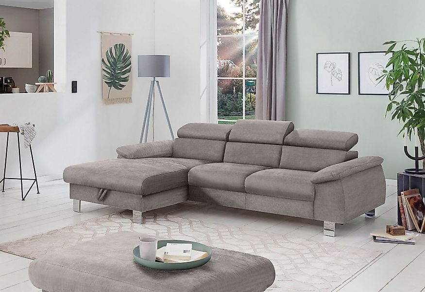COTTA Ecksofa Komaris L-Form, B: 244 cm, mit Kopfteilverstellung, optional günstig online kaufen