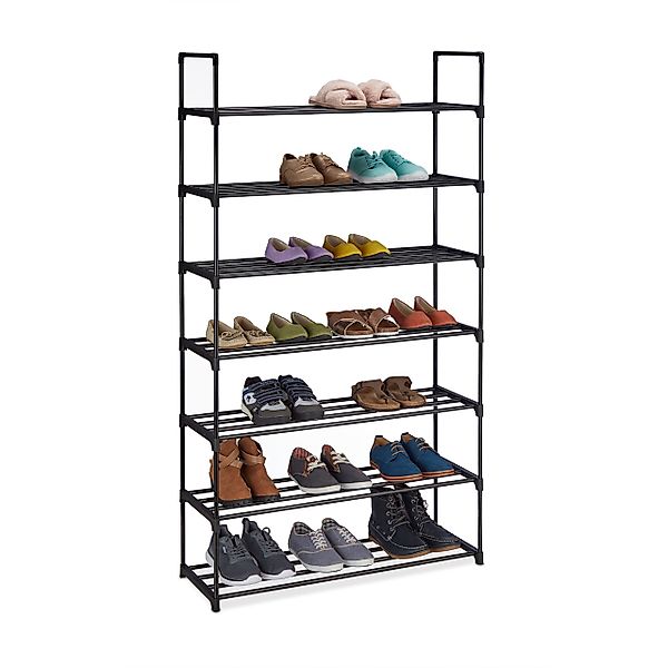 relaxdays Schuhregal Schwarzes Schuhregal aus Metall, günstig online kaufen