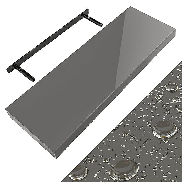 Wandregal Schweberegal 70cm Hochglanz Grau + Halterung günstig online kaufen