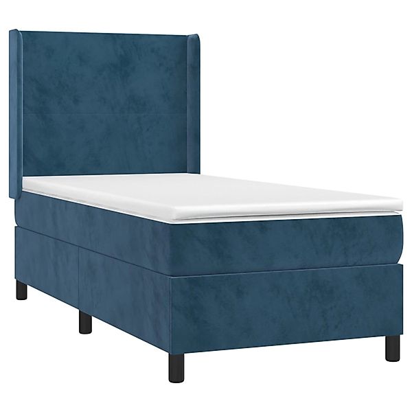 vidaXL Boxspringbett mit Matratze & LED Dunkelblau 100x200 cm Samt 3139431 günstig online kaufen